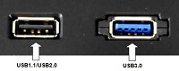 「USB2.0」と「USB3.0」用コネクタの写真画像