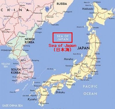 日本海(Sea of Japan)の表示がある国際地図の画像
